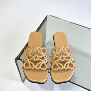 LOEWE Petal Anagram Leather Slide Sandals